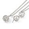 Brass with Rhinestone Pendant Necklaces, Iron Rolo Chains, Round, Platinum, 32.36 inch(822mm) long, pendant: 25.5x24.5mm, 18mm inner diameter