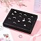 Wooden Cuboid Jewelry Rings Displays, Covered with Velvet, with Sponge Inside, Black, 20x15x3.2cm