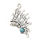 Retro Alloy Big Pendants, with Synthetic Turquoise, Indian Hat Charms, Antique Silver, 56x32.5x5mm, Hole: 3mm