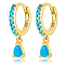 925 Sterling Silverr Micro Pave Cubic Zirconia Geometric Teardrop Hoop Earrings, Golden, Deep Sky Blue, 17mm