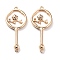 Rack Plating Alloy Resin Imitation Shell Connector Charms, Fan with Flower Links, Light Gold, 34.5x15x3mm, Hole: 1.2mm