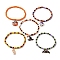 5Pcs Glass Seed Beaded Stretch Bracelets Sets, Halloween Theme Alloy Enamel Charm Bracelets, Mixed Color, Inner Diameter: 2-3/8 inch(6cm), 5pcs/set