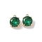 304 Stainless Steel Pendants, Flat Round, with Glass, Ion Plating(IP), Real 18K Gold Plated, Faceted, Sea Green, 7.5x6x4mm, Hole: 1.2mm