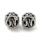 304 Stainless Steel Beads Rhinestone Settings, Large Hole Beads, Round, Letter N, 9.5x8.5x9.5mm, Hole: 4mm, Fit for 0.8mm Rhinestone.