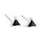 Geometric Triangle Cubic Zirconia Stud Earrings, Simple 925 Sterling Silver Earings, Silver, Black, 5x5mm