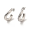 Brass Micro Pave Cubic Zirconia Stud Earrings, Half Hoop Earrings, Platinum, 20.5x5mm