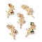 Brass Micro Pave Cubic Zirconia Pendants, Nickel Free, with Glass, Flower, Golden, Mixed Color, 26.5x14x6mm, Hole: 1.4mm