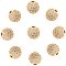 NBEADS 8mm Brass Clear Gemstones Cubic Zirconia CZ Stones Pave Micro Setting Disco Ball Spacer Beads, Round Bracelet Connector Charms Beads for Jewelry Making