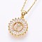 304 Stainless Steel Initial Pendant Necklaces, with Cubic Zirconia, Flat Round with Letter, Golden, Letter.Y, 17.71 inch(45cm), Pendant: 22x16x3mm