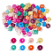 80Pcs 8 Color Natural White Jade Dyed Flat Round Charms, with 304 Stainless Steel Jump Rings, Stainless Steel Color, Mixed Color, 10mm, Hole: 6.6mm, 10pcs/color