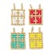 Handmade Loom Pattern Seed Beads, Round Glass Seed Beads, Rectangle with Cross 2-Loop Pendant, Mixed Color, 26x18x2mm, Hole: 2mm