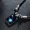 Luminous Alloy Glass Rectangle with Constellation Pendant Black Braided PU Leather Cord Necklaces, Platinum, Capricorn, 19.69 inch(50cm)