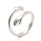 Rack Plating Brass Hand Hug Open Cuff Ring for Women, Cadmium Free & Lead Free, Platinum, US Size 6 1/2(16.9mm)