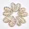 Handmade Reed Cane/Rattan Woven Beads, For Making Straw Earrings and Necklaces, No Hole/Undrilled, Heart, Antique White, 49~61x46~60x5~10mm
