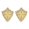 Rack Plating Brass Micro Pave Clear Cubic Zirconia Stud Earrings, Cadmium Free & Lead Free,Real 18K Gold Plated, Clover, 16.5x14mm