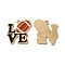 Alloy Enamel Pendants, Cadmium Free & Nickel Free & Lead Free, Light Gold, Word LOVE with Rugby Charm, Black, 23.5x22.5x1.5mm, Hole: 2mm