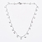 Non-Tarnish 304 Stainless Steel Love Heart Charm Necklaces, Bar Link Chain Necklaces, with Lobster Claw Clasps, Stainless Steel Color, 17.5 inch(44.5cm)