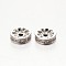 Brass Micro Pave Grade AAA Cubic Zirconia Beads, Disc, Cadmium Free & Nickel Free & Lead Free, Real Platinum Plated, 6x3mm, Hole: 1.5mm