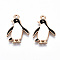 Eco-Friendly Alloy Enamel Pendants, Cadmium Free & Lead Free & Nickel Free, Penguin, Light Gold, White, 23x17x1.5mm, Hole: 1.8mm