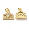 Rack Plating Brass & Cubic Zirconia Charms, with Jump Ring, Lead Free & Cadmium Free, Long-Lasting Plated, Crown Charm, Real 18K Gold Plated, 14.5x14.5x3.5mm, Hole: 3.5mm