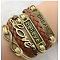Suede & Imitation Leather Cord Knitted Multi-strand Bracelets, Alloy Link Adjustable Bracelets, Infinity, 7-1/8 inch(18cm)