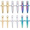 24Pcs 6 Styles 201 & 304 Stainless Steel Pendants, Sword Charms, Mixed Color, 24.5~27.5x9~10.5x2.5~4mm, Hole: 1.5~2mm, 4pcs/style