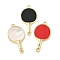 Brass Resin Shell Connector Charms, Racket Table Tennis, with Jump Ring, Lead Free & Cadmium Free, Long-Lasting Plated, Rack Plating, Real 18K Gold Plated, Mixed Color, 30.5x16x2.5mm, Hole: 1.8mm