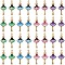 32Pcs 8 Colors Printed Alloy Pendants, Ballet Dancer Charms, Mixed Color, 29.5x13x2mm, Hole: 1.4mm, 4pcs/color