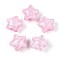 Transparent Resin Enamel Beads, Hand Drawn Beads, Star, with Silver Foil, Pearl Pink, 18.5x20.5x14.5mm, Hole: 2.2mm