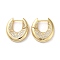Brass Pave Cubic Zirconia Hoop Earrings for Women, Oval , Real 16K Gold Plated, 26.5x5.5x24mm