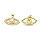 Brass Clear Cubic Zirconia Pendants, Cadmium Free & Lead Free, with ABS Plastic Imitation Pearl, Eye Charms, Real 18K Gold Plated, 13.5x23.5x5.5mm, Hole: 3.5x4.5mm