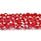 Opaque Solid Color Electroplate Glass Beads Strands, AB Color Plated, Faceted, Bicone, Red, 4x4mm, Hole: 0.8mm, about 80~85pcs/strand, 30~32cm