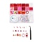 DIY Keychain Making Kits, including Glass Seed Beads & ABS Plastic & Polymer Clay Beads, Alloy Clasp, Elastic Thread, Tweezers, Red, 3x2mm, Hole: 1.2mm