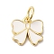 Rack Plating Brass Enamel Charms, with Jump Ring, Long-Lasting Plated, Lead Free & Cadmium Free, Real 18K Gold Plated, Bowknot Charm, White, 9.5x10x1.5mm, Hole: 3.5mm