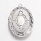 Brass Locket Pendants, Oval, Platinum, 33.5x23.5x5mm, Hole: 1.5mm