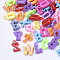 Opaque Acrylic Pendants, Mixed Letters, Mixed Color, 13~15x6~13x3.5mm, Hole: 2mm, about 2100pcs/500g