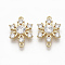 Brass Micro Pave Clear Cubic Zirconia Links, Nickel Free, Christmas Snowflake, Real 18K Gold Plated, 16.5x11.5x4mm, Hole: 1mm
