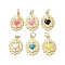 Eco-Friendly Rack Plating Brass Enamel Pendants, Real 18K Gold Plated, with Jump Ring, Sacred Heart of Jesus Charm, Mixed Color, 19.5x13x3mm, Jump Ring: 5x0.8mm, 3.4mm Inner Diameter