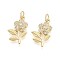Brass Micro Pave Cubic Zirconia Pendants, Flower, with Jump Ring, Real 16K Gold Plated, 19x12x3mm, Hole: 3mm