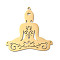 201 Stainless Steel Pendants, Laser Cut, Yoga Charm, Golden, 34x34.5x1mm, Hole: 1.5mm