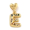 Brass Micro Pave Colorful Cubic Zirconia Pendants, Heart Letter Charms, Real 18K Gold Plated, Letter E, 30.5mm, Hole: 6x3mm, pendant: 21x14x4mm