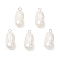 ABS Imitation Pearl Pendants, Oval, with Iron Loop, Platinum, 35~36x15~15.5x15mm, Hole: 4mm