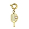Stainless Steel Enamel Pendants Decorations, Racket Shapes, with Plastic Pearl & Spring Clasps, Golden, 28mm
