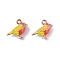 Alloy Enamel Pendants, Cadmium Free & Lead Free, Golden, Robin Bird Charm, Gold, 14x17x6mm, Hole: 1.6mm