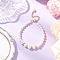 Shell Pearl Round Beaded Bracelets for Women, with 304 Stainless Steel Cable Chains, White, 7-3/4 inch(19.8cm)