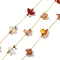 304 Stainless Steel Link Chains, Soldered, with Natural Carnelian, with Spool, Ion Plating(IP), Real 18K Gold Plated, 3~5.5x3~11.5x1~3.5mm, about 32.81 Feet(10m)/Roll