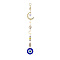 Evil Eye Lampwork Pandant Decorations, with Stainless Steel Moon, Alloy Moon, Colorful, 240mm