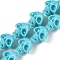 Synthetic Coral Carved Beads Strands, Dyed, Skull, Cyan, 14x11.5x10mm, Hole: 0.9mm, about 26pcs/strand, 13.39''(34cm)