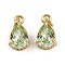 Brass Pave Cubic Zirconia Pendants, Teardrop Charms, with Glass & Jump Ring, Rack Plating, Real 18K Gold Plated, Lead Free & Cadmium Free, Long-Lasting Plated, Yellow Green, 11.5x7x5.5mm, Hole: 1.6mm
