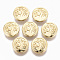 Alloy Shank Buttons, 1-Hole, Cadmium Free & Nickel Free & Lead Free, Flat Round with Tree of Life, Real 18K Gold Plated, 17.50x6.50mm, Hole:2mm